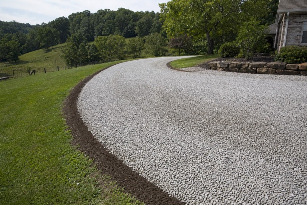 drainage & gravel driveway work after — cleaned up by Flanagan Rural Lawn Care near De Mossville, KY
