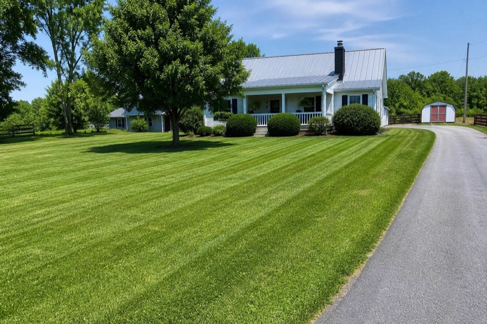 lawn care & cleanup after — cleaned up by Flanagan Rural Lawn Care near De Mossville, KY